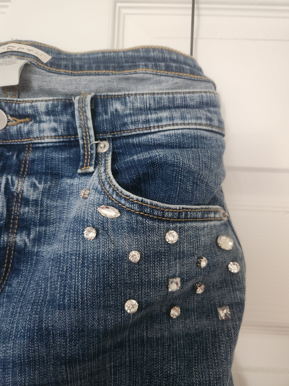 torrid Blue Rhinestone Wide-Leg Jeans - Picture 4 of 7